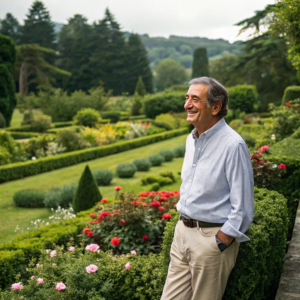 John Smith smiling in his garden